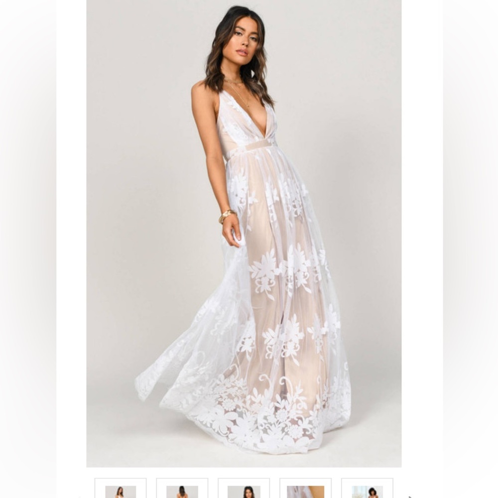NWT promenade white on nude maxi dress